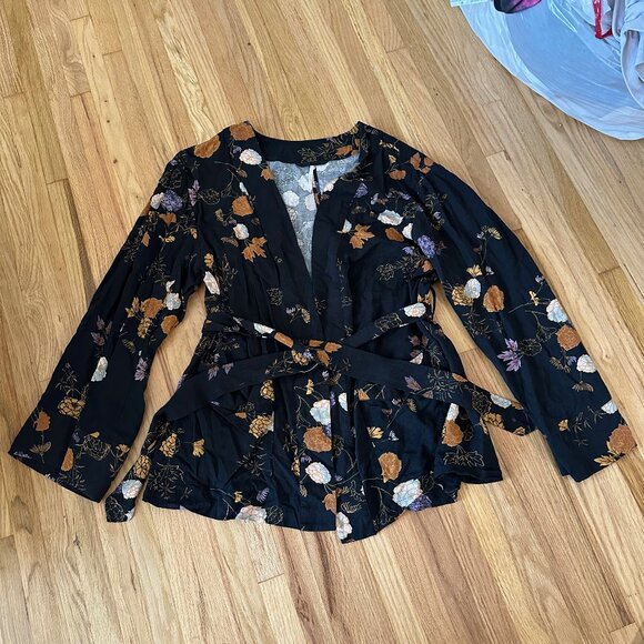 Free People Floral Kimono Wrap Jacket - Picture 2 of 5